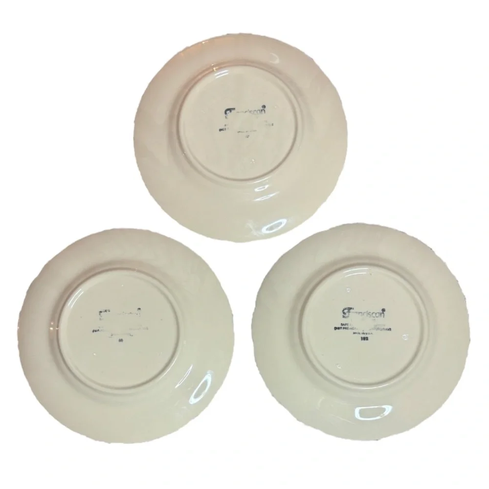 Franciscan Desert Rose 8” Plates 3 Pc Set Vintage Dishes USA Cottage Cream Pink